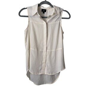 Massimo Sleeveless Button-Down Blouse XS Ivory Women's Top